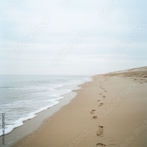 Beach footprints on a cloudy day