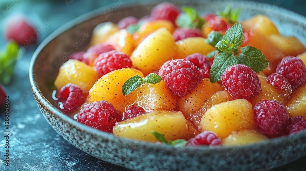 Delicious Summer Fruit Salad: A Refreshing Blend of Sweet Apples and Juicy Raspberries