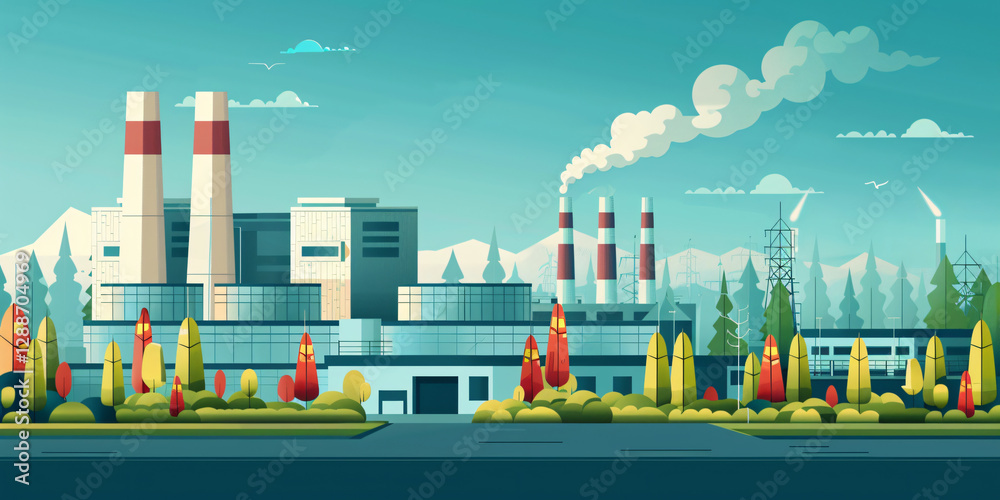 Obraz premium A conceptual illustration of the waste-to-energy process, showing waste being converted into bioenergy through advanced eco-friendly solutions.