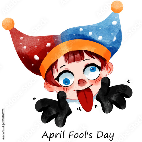 Funny characters for April Fool's Day 1 April vector illustration