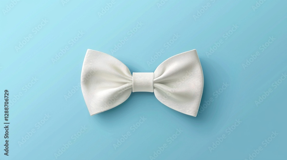 Naklejka premium Elegant White Bow Tie on Soft Blue Background for Formal Events
