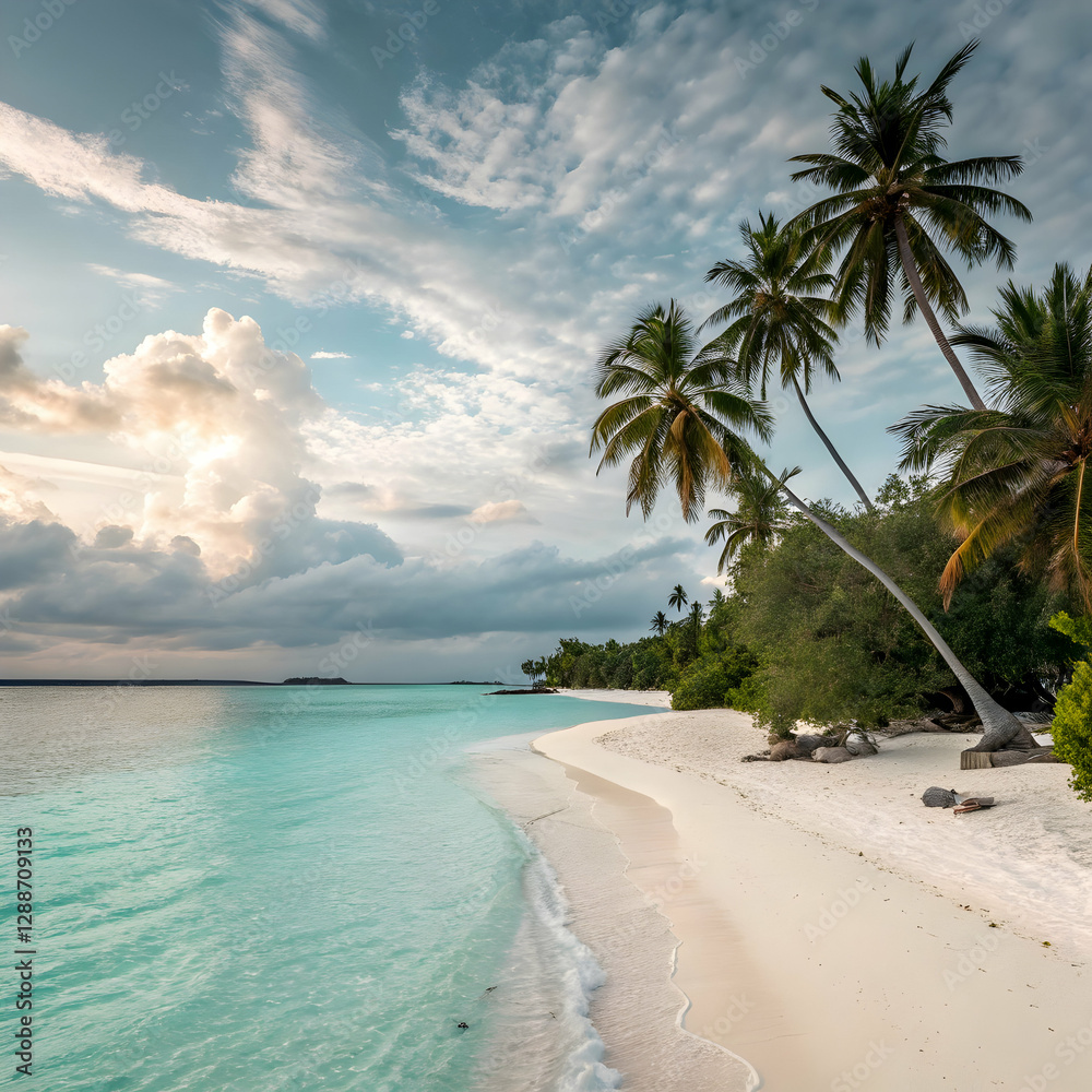 Obraz premium tropical beach with palm trees