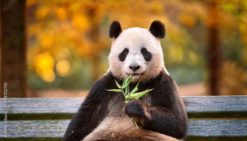 Obraz premium giant panda eating bamboo