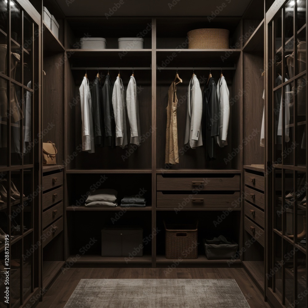 warm dark Closet design Zen Farmhouse decor warm dark Closet design Zen Farmhouse decor