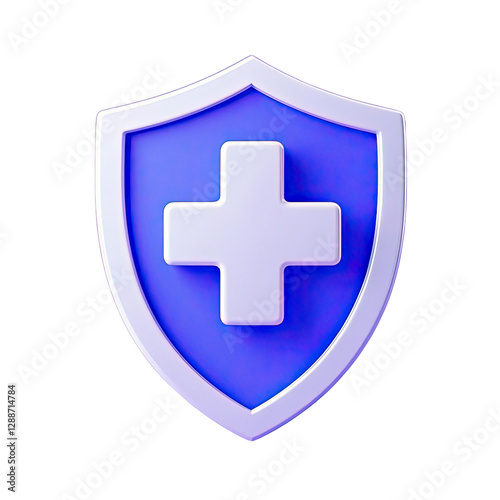 Free Download 3d shield with cross icon symbol  which is a symbol of Health protection from disease. Health security insurance medical concept, Generative AI - GFXLoad