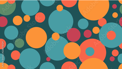 Fun colorful circle doodle seamless pattern. Creative minimalist style art background for children or trendy design with polka dot. Simple childish party backdrop.