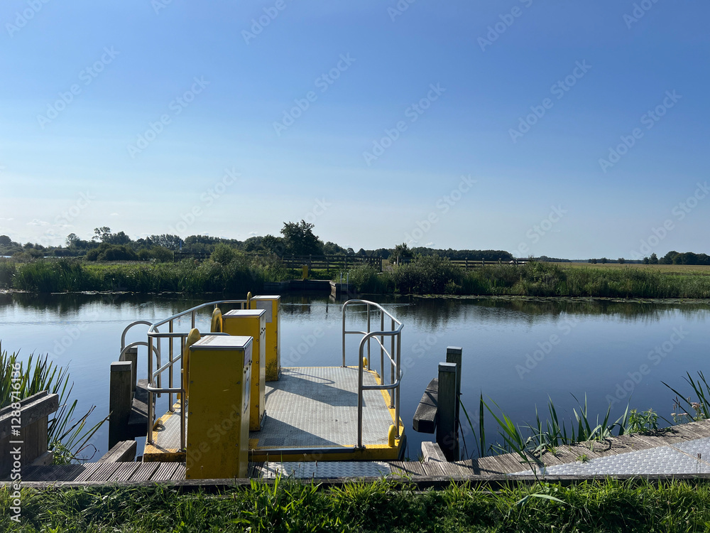 Ferry at the canal around De Deelen in Friesland