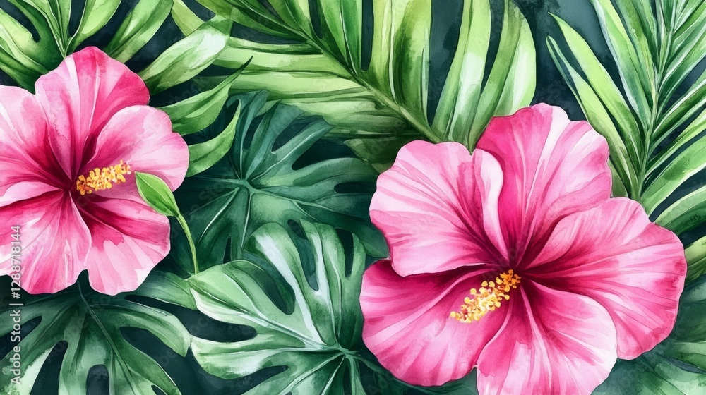 Create a vibrant tropical jungle watercolor pattern lush paradise art design nature artistic perspective creative inspiration Create a vibrant tropical jungle watercolor pattern lush paradise art design nature artistic perspective creative inspiration
