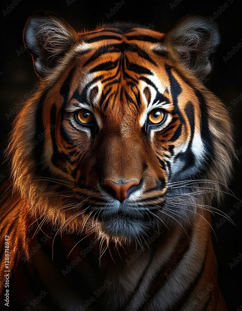 Fototapeta premium Photo-level real, ultra-detailed, a tiger, staring at its prey, 4k