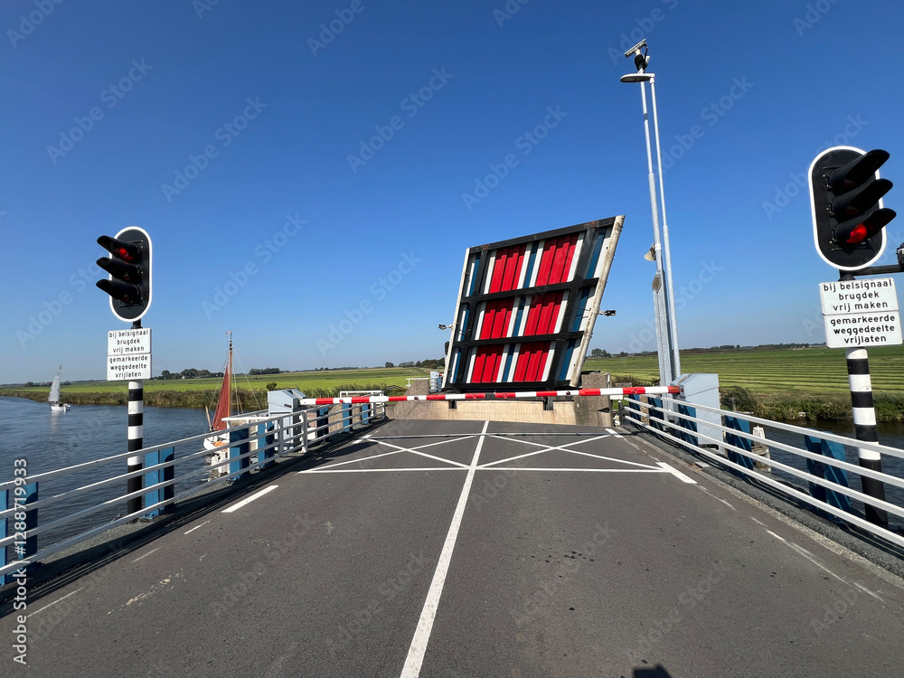 Open bridge around langweer in Friesland