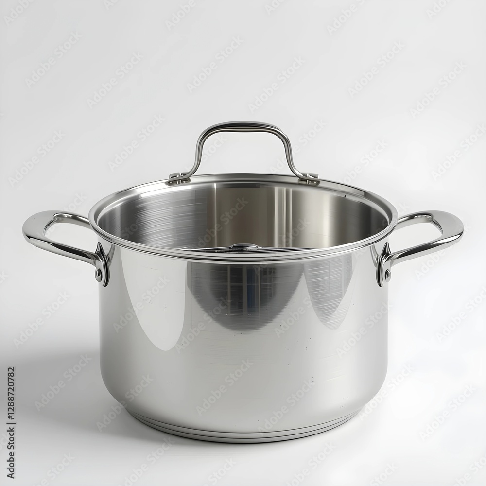 Stainless steel saucepan on a white background. Generative AI Stainless steel saucepan on a white background. Generative AI