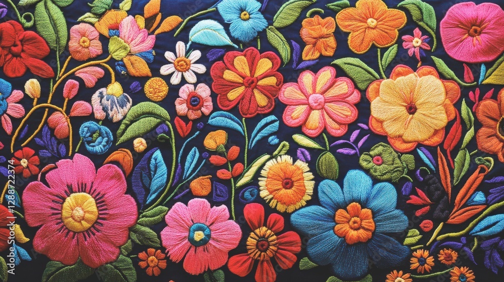 Knitted textiles embroidered with flowers Knitted textiles embroidered with flowers