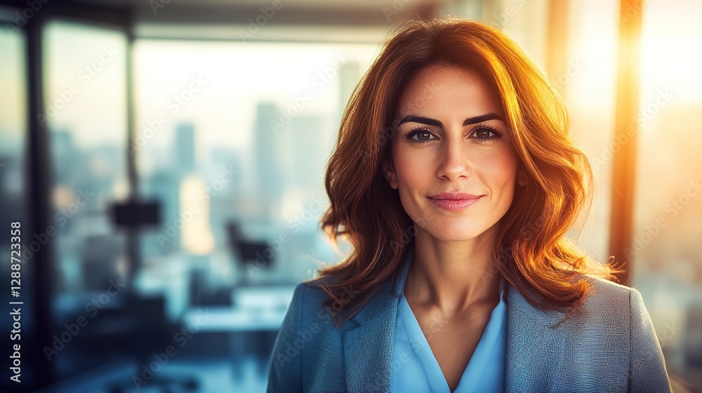 Fototapeta premium Female doctor in white coat with stethoscope, smiling confidently, head and shoulders portrait, professional studio lighting.