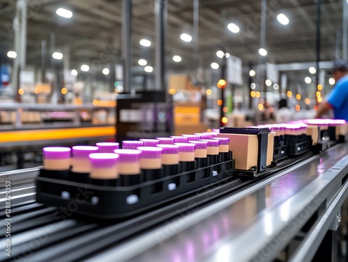 Wallpaper Mural A conveyor belt transporting products with adhesive being applied Torontodigital.ca