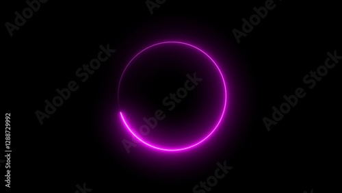 Abstract neon circle frame illustration.  Glowing neon circle background.