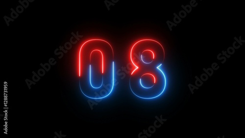Neon number illustration 4k.