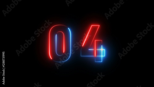 Neon number illustration 4k.