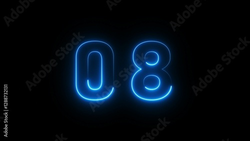 Glowing neon number.  Neon number text illustration.