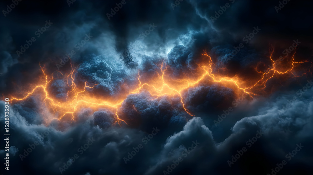 A dramatic depiction of lightning striking through dark storm clouds, creating an electrifying atmosphere in the sky. A dramatic depiction of lightning striking through dark storm clouds, creating an electrifying atmosphere in the sky.