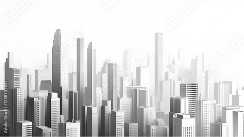 Monochrome City Skyline Illustration