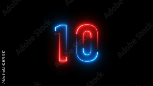 Neon number illustration 4k.