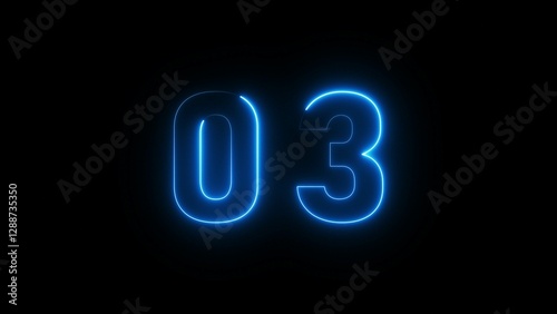 Glowing neon number.  Neon number text illustration.