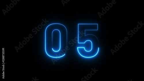 Glowing neon number.  Neon number text illustration.