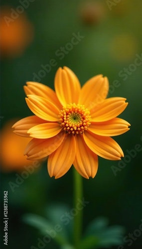 delicate star-shaped flower with orange petals and fluffy texture, orange, floral
