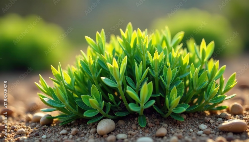 Low growing desert shrub with sage green leaves, flora, nature Low growing desert shrub with sage green leaves, flora, nature