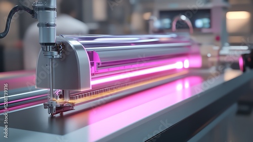 Realistic rendering of adhesive hardening under a UV lamp