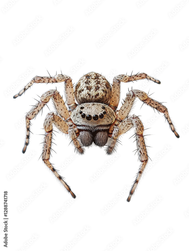 Jumping spider with black background showcasing its distinctive features and intricate details isolated on transparent background. Jumping spider with black background showcasing its distinctive features and intricate details isolated on transparent background.