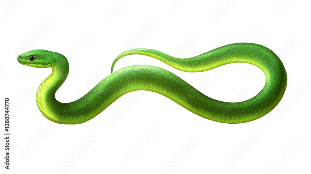 Fototapeta premium green snake isolated on white background