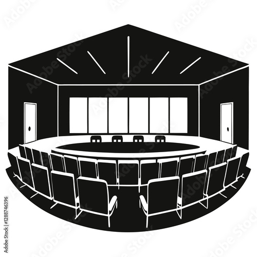 silhouette vector of modern conference center