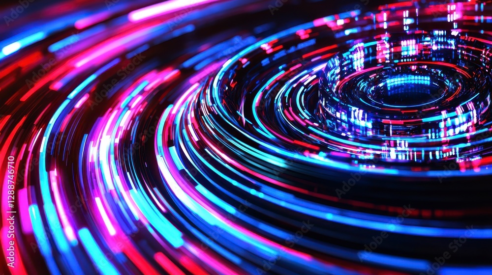Vibrant Abstract Swirls of Light in Red and Blue with Circular Patterns and Motion Blur Effect Vibrant Abstract Swirls of Light in Red and Blue with Circular Patterns and Motion Blur Effect