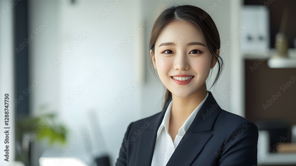 A young businesswoman stands in the office, smiling at the camera against a white background. The full-body shot is captured in natural light A young businesswoman stands in the office, smiling at the camera against a white background. The full-body shot is captured in natural light