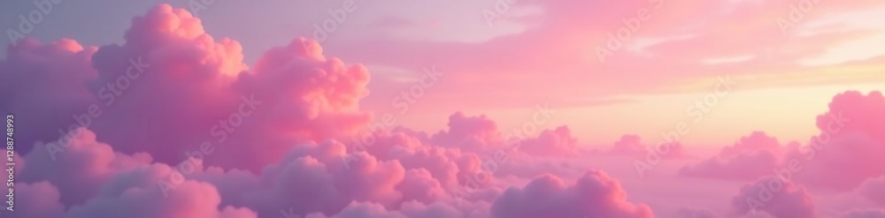 Soft pink hues blend with wispy clouds, serene atmosphere created, dusk atmosphere, soft focus, pink sunset cloudy sky background