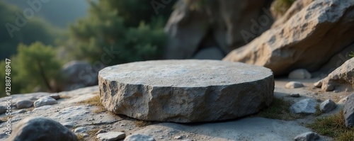 Wallpaper Mural Rough granite pedestal with natural rock formation,, geological feature Torontodigital.ca