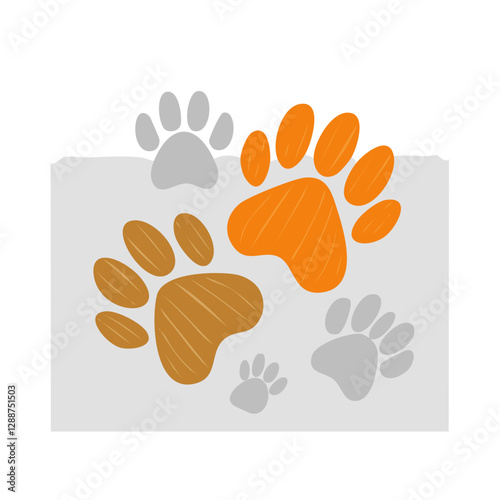 footprint of a dog or wolf, footprint of an animal