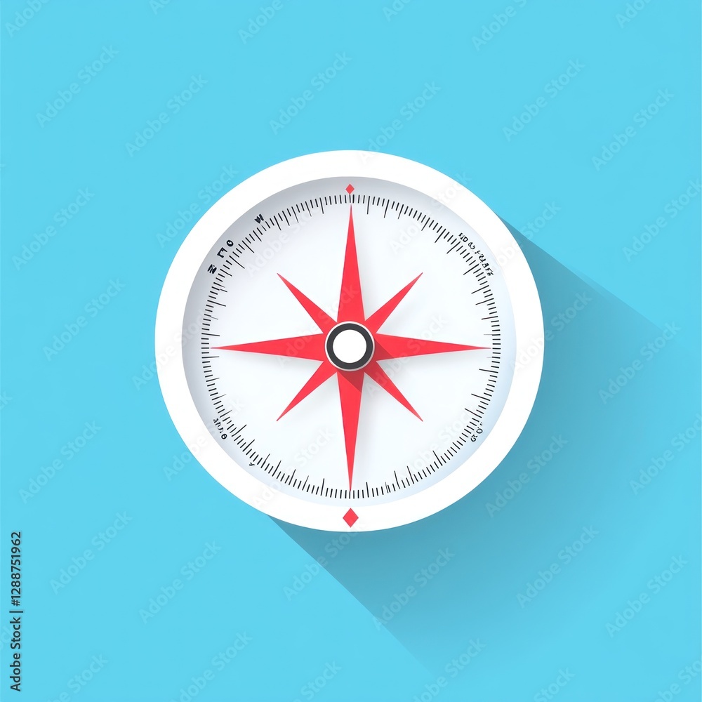 White Compass on Light Blue Background White Compass on Light Blue Background