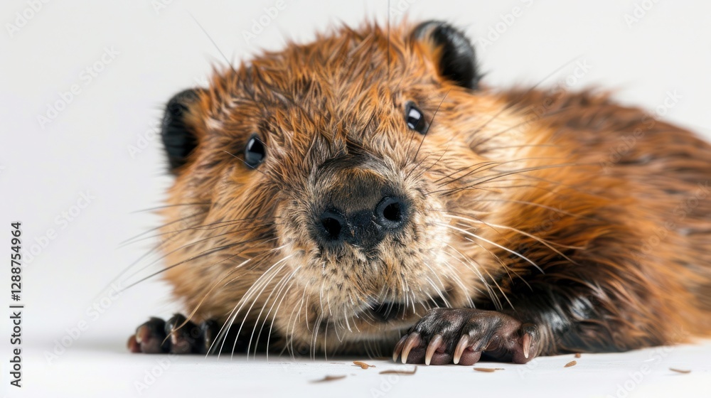 A high-resolution image of a beaver against a white backdrop, perfect for e-commerce, catalogs, and promotional content A high-resolution image of a beaver against a white backdrop, perfect for e-commerce, catalogs, and promotional content