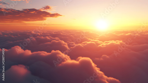 Car Driving Above Clouds Dramatic Sunset