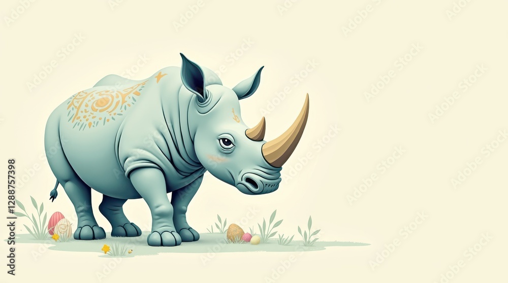 Fototapeta premium Cute minimal animal easter egg scene with pastel colors soft environment whimsical viewpoint