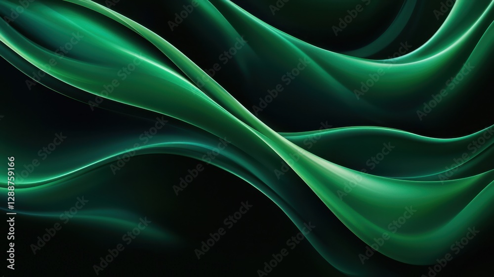 Obraz premium Color abstract waves background. Green and black curve lines backdrop. Luxury colorful wavy pattern. Elegant modern design element