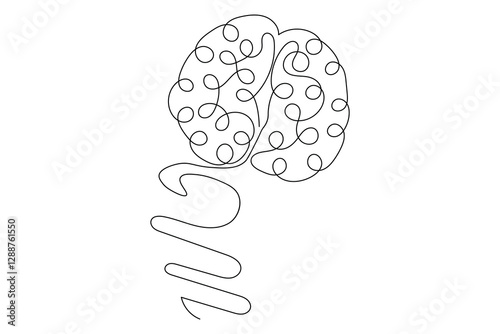 Human brain Continuous single line drawing of Vector illustration on a white background


