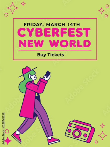 Eye-catching Cyberfest flyer with a playful design and engaging content.