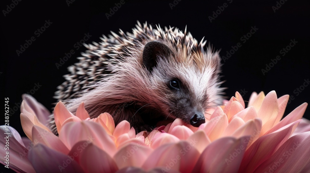 Fototapeta premium A studio shot of a hedgehog, isolated with soft lighting, creating a professional and versatile look