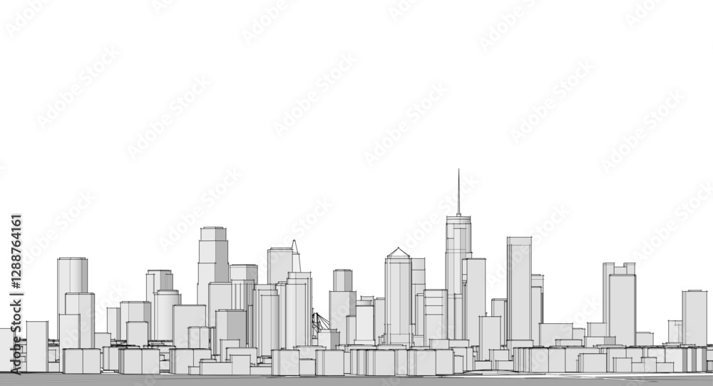 Fototapeta premium modern city panorama 3d illustration 
