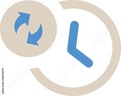 Reset time clock outline icon with color