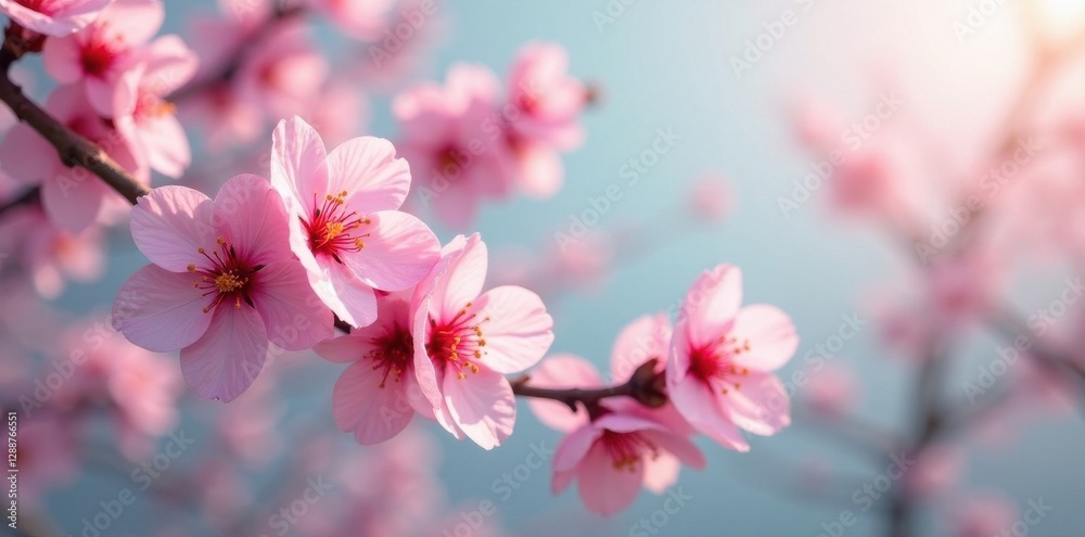Delicate pink sakura blossoms, seamlessly repeating , pattern, overlay