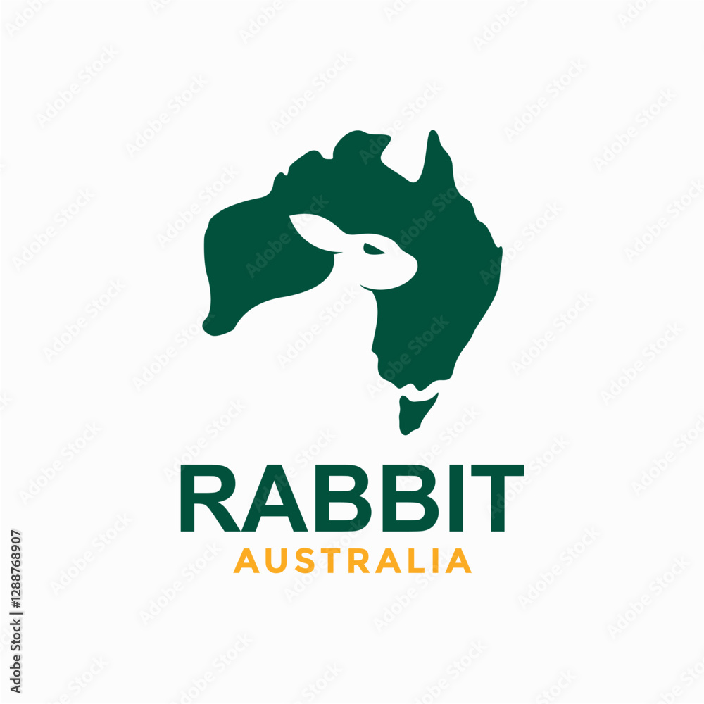 Obraz premium rabbit and australia negative space logo